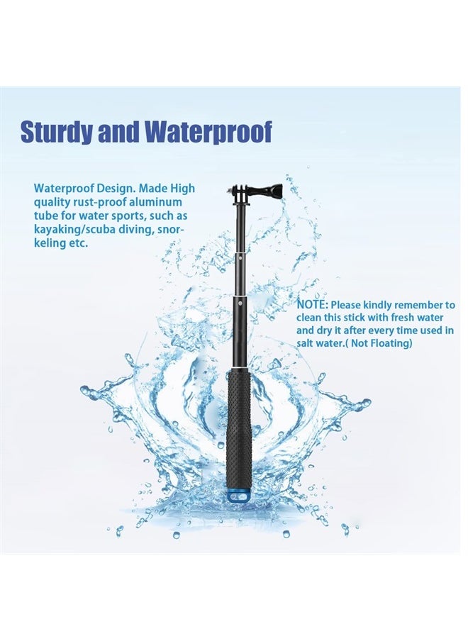 WLPREOE - Selfie Stick + Camera Float Accessories Kit for GoPro,19” Waterproof Hand Grip Extension Portable Adjustable Monopod Pole for GoPro Hero 11 10 9 8 MAX 7 Black Silver White/6/5 Black/5S/4/3 - Image 1