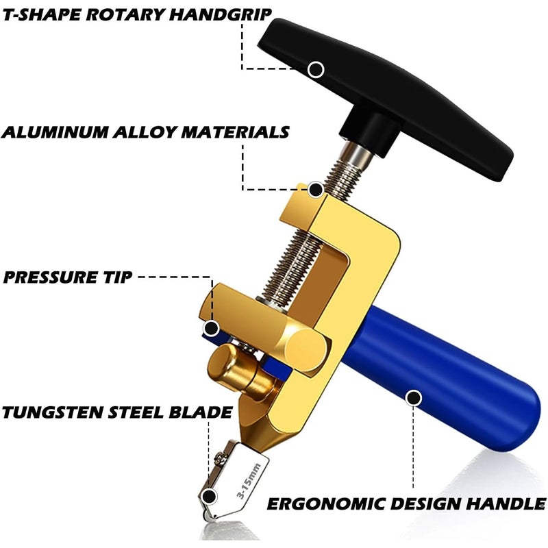 Utility 2 In 1 Tile Cutter Tool 3 Blades Snap Pliers For Glass Ceramic Tiles Diy - Image 5