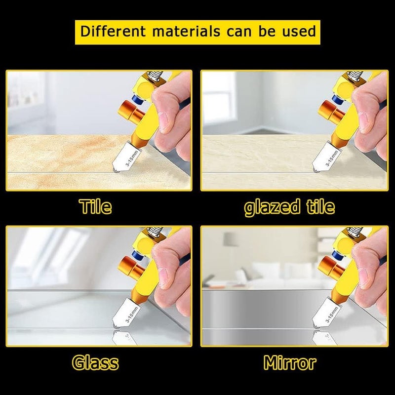 Utility 2 In 1 Tile Cutter Tool 3 Blades Snap Pliers For Glass Ceramic Tiles Diy - Image 3