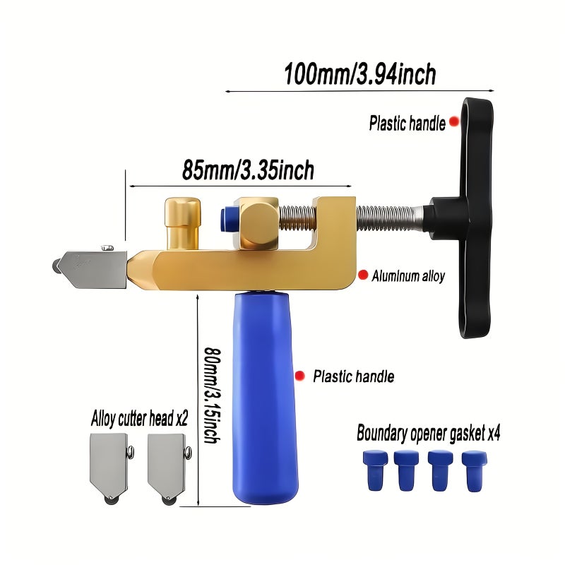 Utility 2 In 1 Tile Cutter Tool 3 Blades Snap Pliers For Glass Ceramic Tiles Diy - Image 2