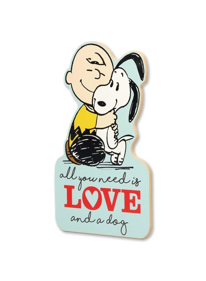 Open Road Brands Peanuts Charlie Brown and Snoopy All You Need Is Love and a Dog Wood Wall Decor - Adorable Snoopy Wall Art for Home - Image 2
