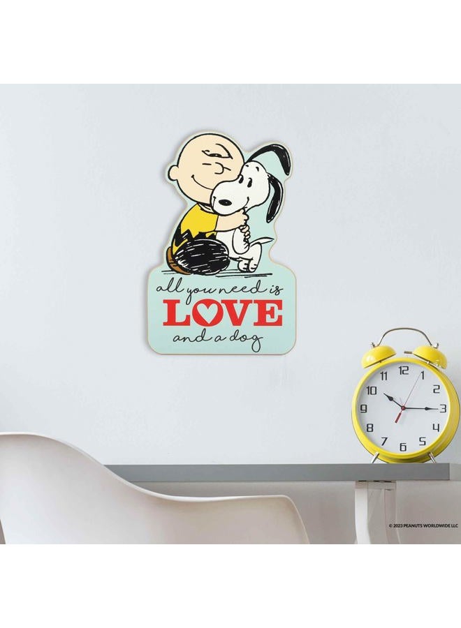Open Road Brands Peanuts Charlie Brown and Snoopy All You Need Is Love and a Dog Wood Wall Decor - Adorable Snoopy Wall Art for Home - Image 5