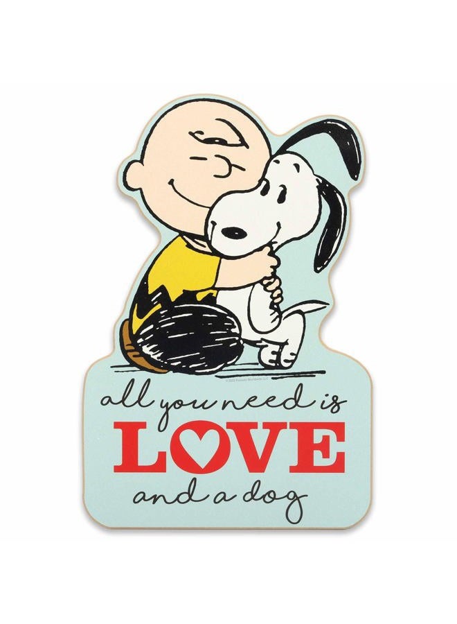 Open Road Brands Peanuts Charlie Brown and Snoopy All You Need Is Love and a Dog Wood Wall Decor - Adorable Snoopy Wall Art for Home - Image 1