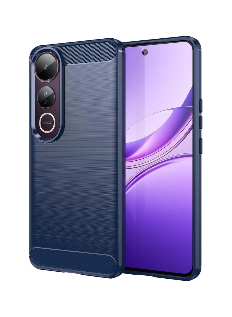 "غطاء هاتف Vivo V50 Lite - تصميم من مادة TPU السيليكون الناعم بملمس ألياف الكربون المنقوشة، غطاء خلفي واقٍ من الخدوش والصدمات"