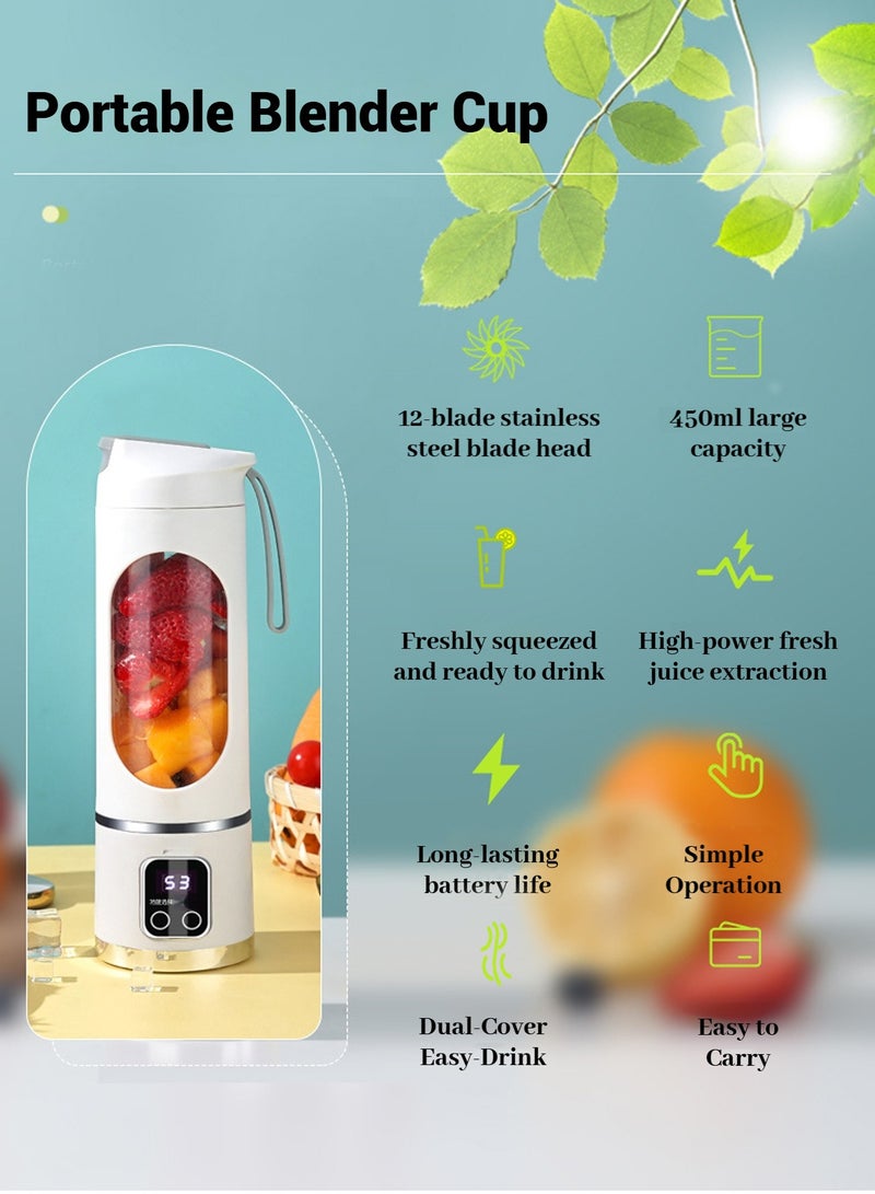 Ghurrah Portable personal fruit blender, juicer, and juice cup, 450ml, powered by a high-capacity battery, with 12 built-in high-quality sharp blades and comes with a BPA-free cup—ideal for making fresh juices and smoothies. - Image 5