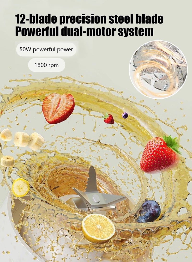 Ghurrah Portable personal fruit blender, juicer, and juice cup, 450ml, powered by a high-capacity battery, with 12 built-in high-quality sharp blades and comes with a BPA-free cup—ideal for making fresh juices and smoothies. - Image 2