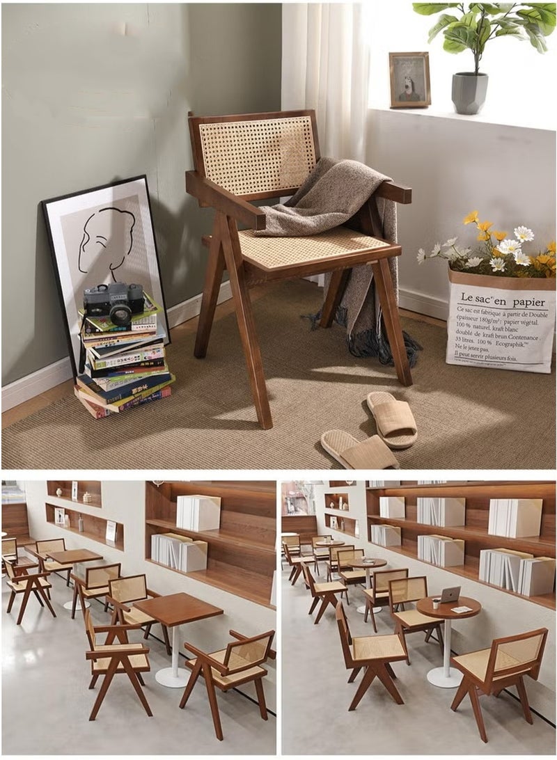 شو وو كرسي شانديغار العتيق - مقعد من جلد البولي يوريثان وظهر بنقشة ريش، كرسي طعام عصري من منتصف القرن، مناسب لغرفة المعيشة أو المقهى أو المكتب - بني غامق، 51×54×83 سم - Image 5