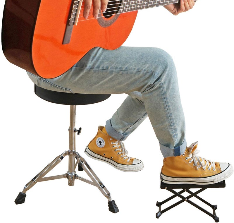 kh Guitar Foot Stool 5 Adjustable Height Folding Foot Rest Made of Solid Iron Guitar Foot Stand for Classical Guitar Non Skid Metal Guitar Pedal for Comfortable and Solid Support - Image 4