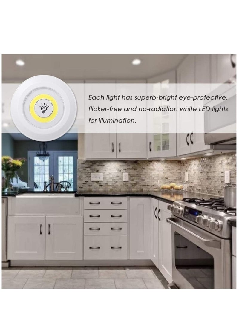 1W COB LED Puck Light 6 Pack with Remote Controller Brightness Adjustable Wireless Dimmable Touch Sensor Control Night Lamp Under Cabinet Lighting Battery Powered Operated for Cabinet Wall - Image 2
