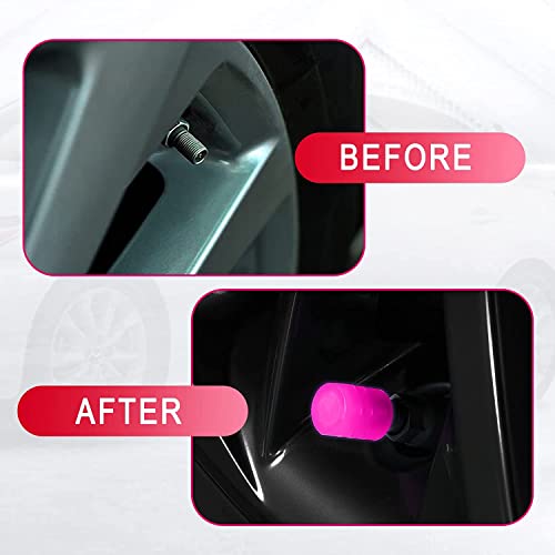 Careflection || Luminous Wheels Cap Tire Valve Stem, Glow Luminous at Night, Air Caps Cover Fluorescent, Illuminated Auto Car Wheel Valve Stem Caps Cover for SUV, Motorcycles, Truck (4 PCS, Pink) - Image 4