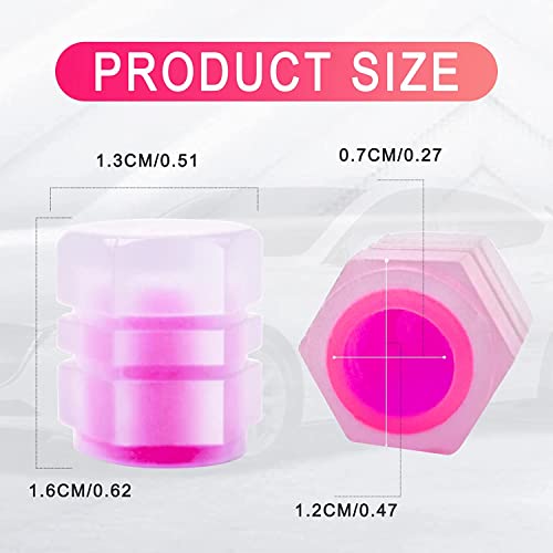 Careflection || Luminous Wheels Cap Tire Valve Stem, Glow Luminous at Night, Air Caps Cover Fluorescent, Illuminated Auto Car Wheel Valve Stem Caps Cover for SUV, Motorcycles, Truck (4 PCS, Pink) - Image 2