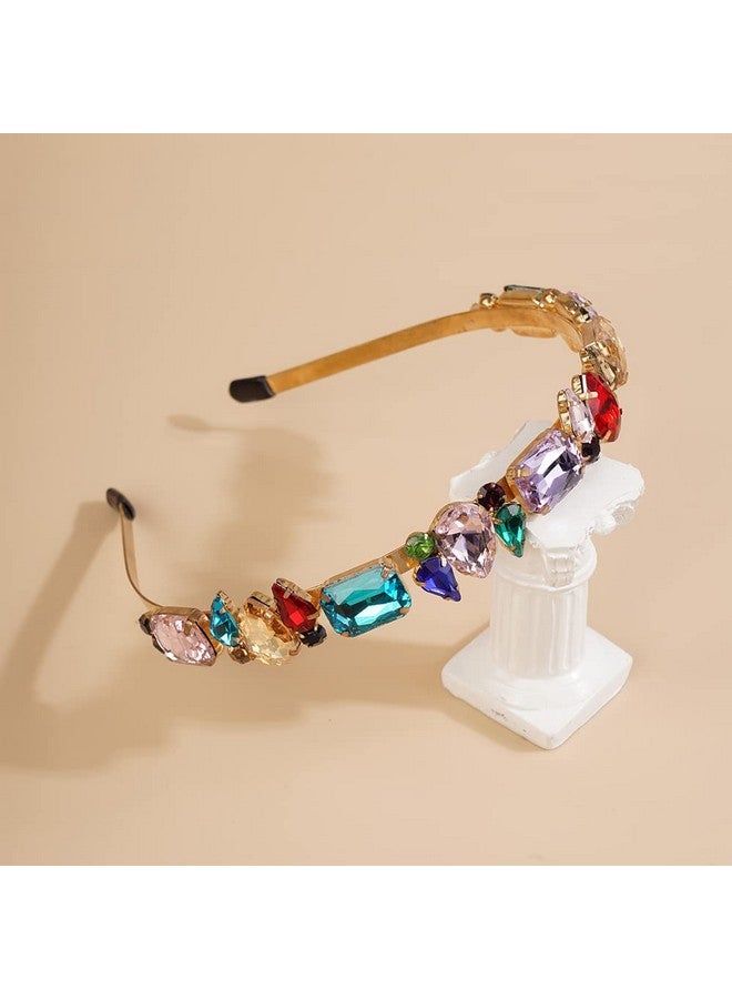 ويوپار عصابة رأس Wiwpar رفيعة مرصعة بأحجار الراين للنساء، عصابة رأس مرنة مرصعة بأحجار الراين، عصابة رأس عتيقة، إكسسوارات شعر (ملونة) - Image 2