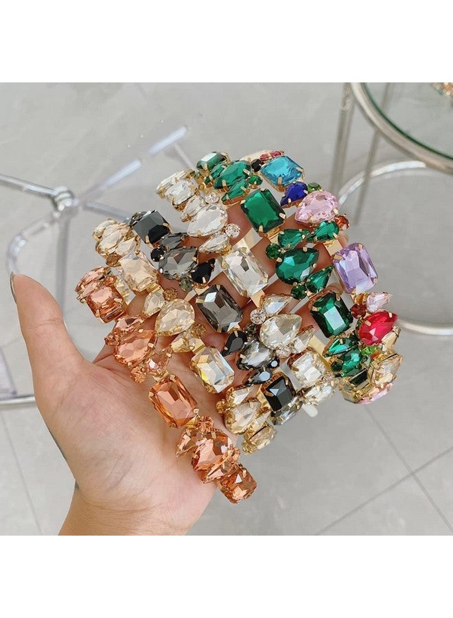 ويوپار عصابة رأس Wiwpar رفيعة مرصعة بأحجار الراين للنساء، عصابة رأس مرنة مرصعة بأحجار الراين، عصابة رأس عتيقة، إكسسوارات شعر (ملونة) - Image 1