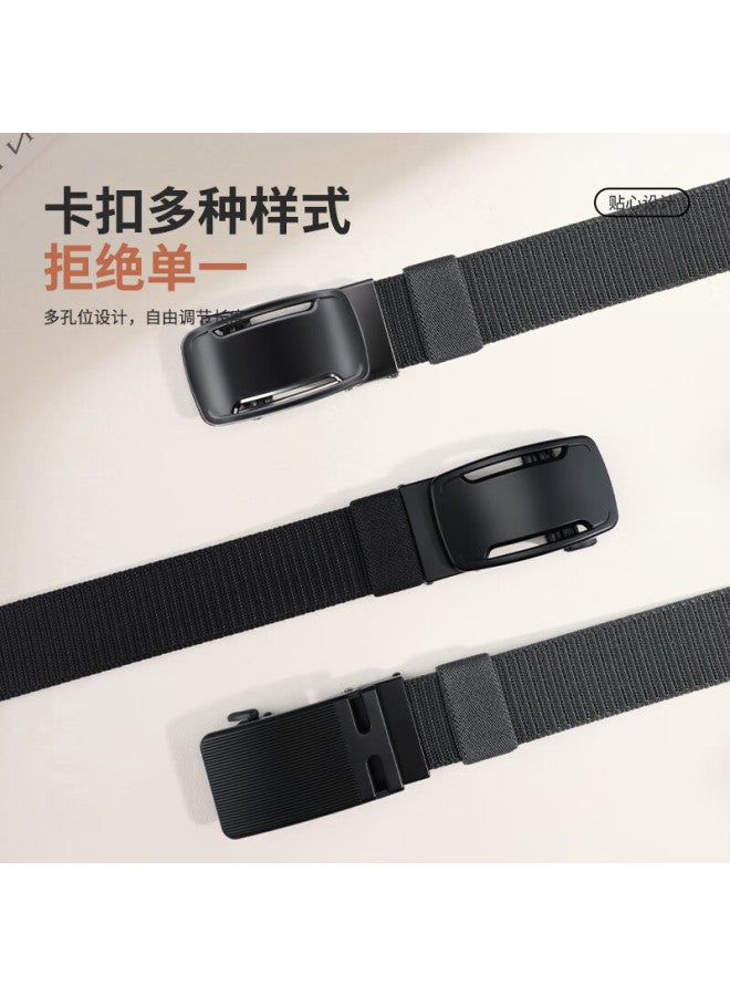 Biyoumei Men's Belt, Striped H-shaped Buckle Automatic Tank Belt, Business Casual Birthday Gift Men's Leather Belt