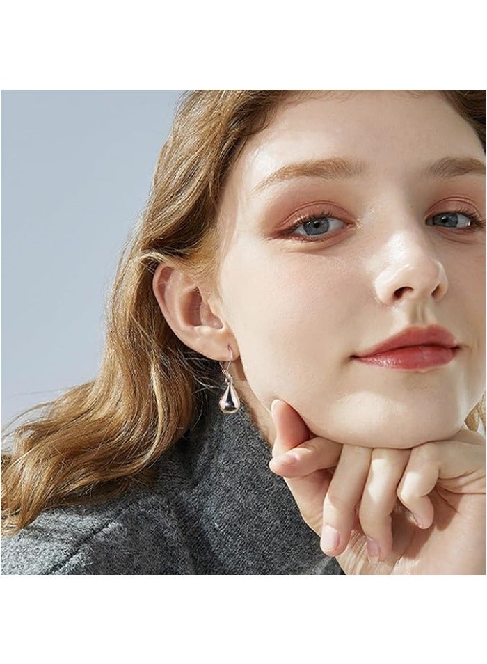 أقراط على شكل دمعة مطلية بالفضة للنساء، أقراط متدلية أنيقة، مجوهرات أذن برافعة مضادة للحساسية - Image 4