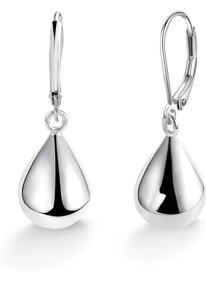 أقراط على شكل دمعة مطلية بالفضة للنساء، أقراط متدلية أنيقة، مجوهرات أذن برافعة مضادة للحساسية - Image 1