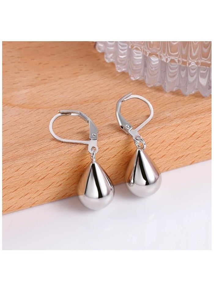 أقراط على شكل دمعة مطلية بالفضة للنساء، أقراط متدلية أنيقة، مجوهرات أذن برافعة مضادة للحساسية - Image 3