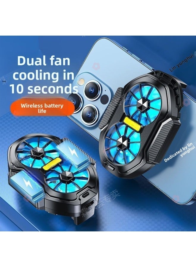 Wireless Cooling Artifact Rechargeable Dual Fan Mobile Phone Radiator Mute E-sports Game Live Air Cooling-Colour:[dual Core High Volume] Charging-battery Life Model  - Image 5