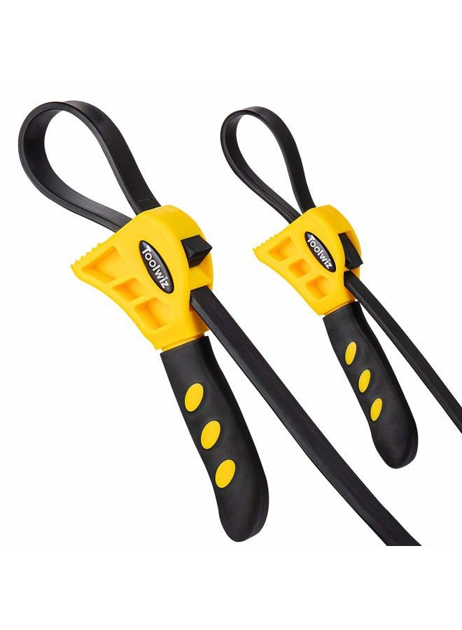 Toolwiz 2Pcs Oil Filter Strap Rubber Wrench Jar Opener Pipe Wrench Set - Image 1