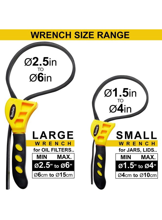 Toolwiz 2Pcs Oil Filter Strap Rubber Wrench Jar Opener Pipe Wrench Set - Image 2