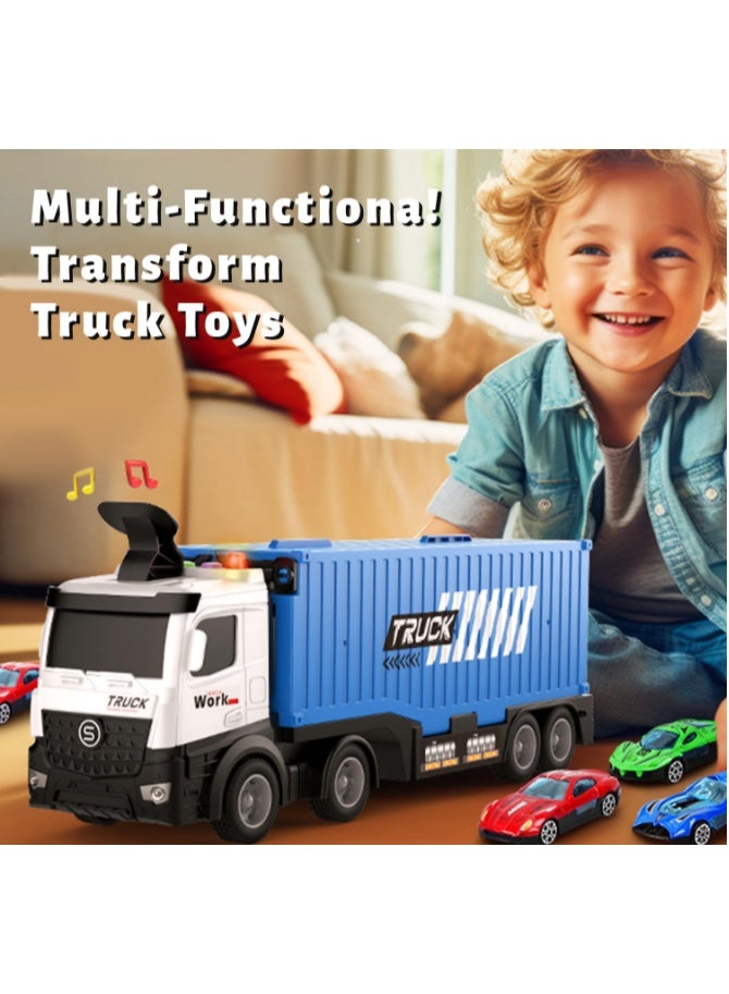 Truck Race Track Toddlers Toys, Foldable 3 Layer Car Race Track Playset, Toy Truck Transport Car Carrier & 8 Race Cars, Truck Car Kids Toys Xmas Gifts for Age 3 4 5 6+ Years Old Boys Girls - Image 3