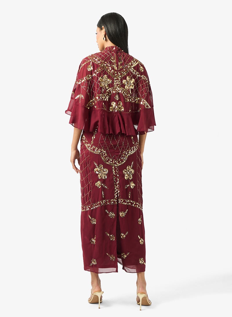 فروك اند فرل فستان ماكسي مزين بتفاصيل شبكية - Image 2