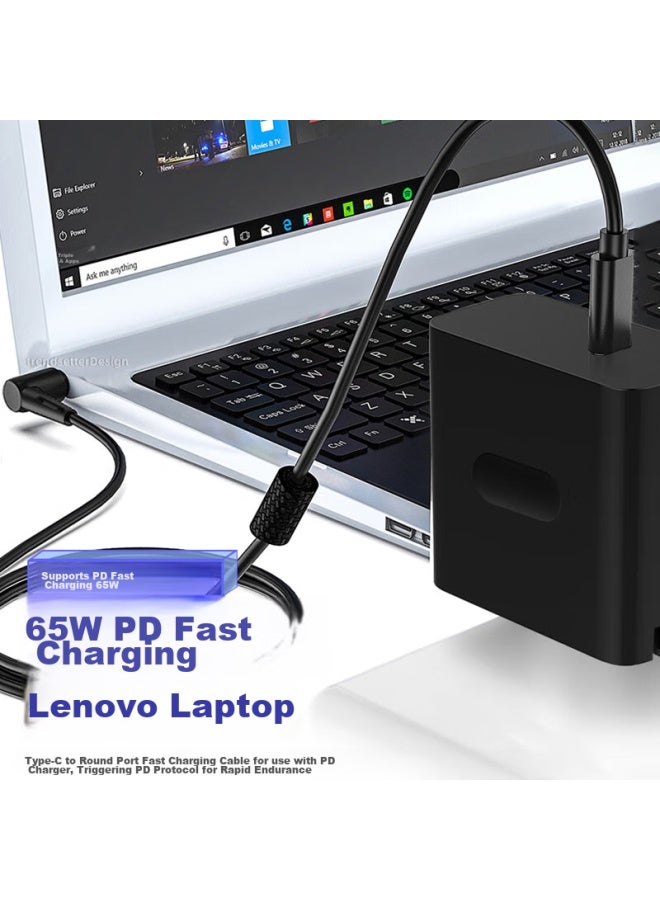 trendsetter Compatible Power Charging Cable For Lenovo Laptops, Suitable For Xiaoxin Air 12/13/14/15, Yoga510s/710, Fast Charging Type-c To 4017 Small Round Port Pd Deceptive Cable - Image 2