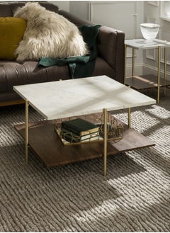 Modern Coffee Table with Faux Marble Top and Walnut Shelf - Gold Metal Frame - pzsku/Z1518C954EA5FE66BC9EBZ/45/_/1737287528/d4edb269-e511-4efe-b56b-93b61a36156b