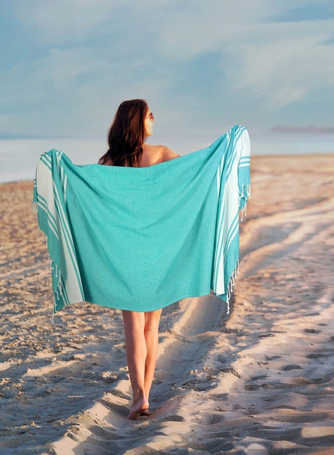 Goroly Home Cotton Beach Towel, Thin Camping Towel, Sand Free Beach Towel for Travel, Sand Proof Towel for Beach, Bathroom, Spa (Sea Green) - 36x71 Inch - Image 5