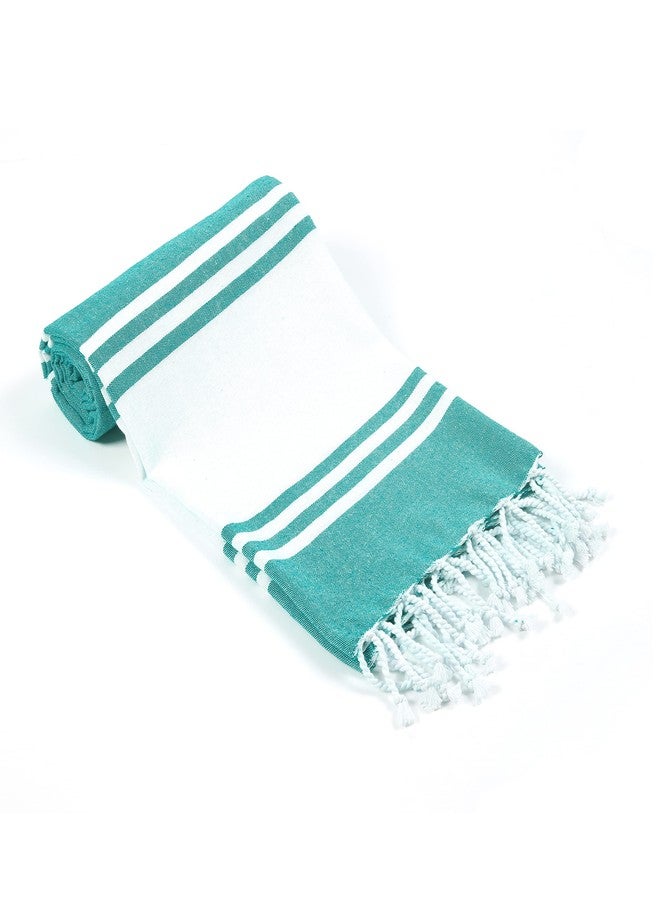 Goroly Home Cotton Beach Towel, Thin Camping Towel, Sand Free Beach Towel for Travel, Sand Proof Towel for Beach, Bathroom, Spa (Sea Green) - 36x71 Inch - Image 1