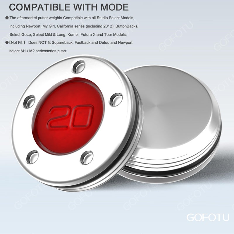 Gofotu 2pcs 5g-40g Golf Custom Weights Compatible with Titleist Scotty Cameron Golf Club Putters Newport Red (2PCS 20g(Doesn't include Wrench)) - Image 3