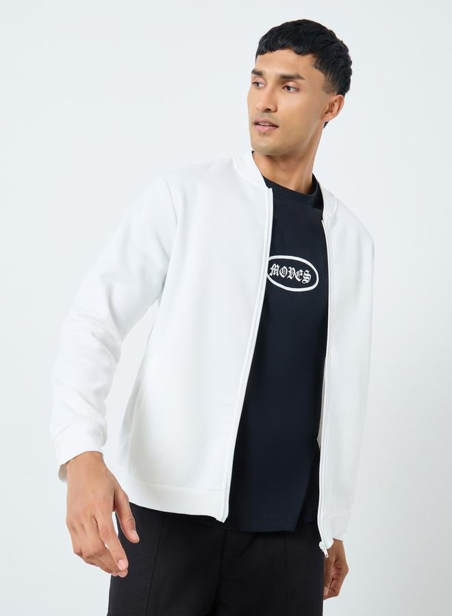 Take Two Men White Number Print Zip-Up Bomber Jacket - Image 2