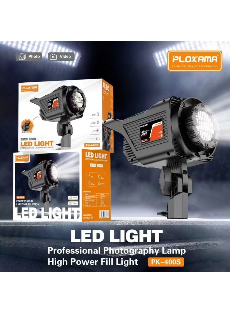 PLOKAMA PK-400S KIT B – Professional 100W LED Studio Light with Deep Soft Light Ball & 2.8M Tripod for Photography & Video - Image 2