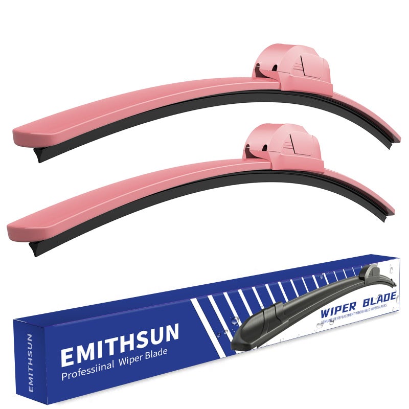 EMITHSUN OEM QUALITY 26" + 18" Premium All-Seasons Durable Stable And Quiet Sakura Pink Windshield Wiper Blades (Set of 2) - Image 1