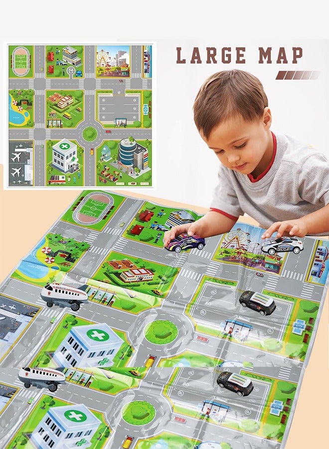 50 Pcs Pull Back Toy Cars with Storage Box and Map, Alloy Mini Race Push and Pull Back Cars Planes Vehicles Toys for Kids, Party Favors Suitable for 3+ Years Old Kids Boys Girls Gift - Image 4