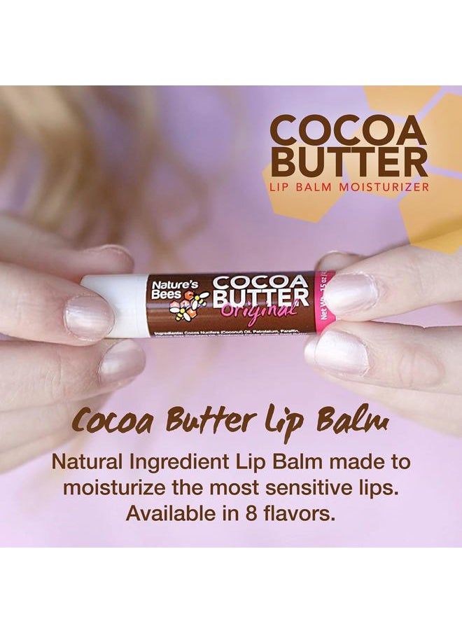Nature's Bees - Cocoa Butter Lip Balm, Lip Care for Dry Lips, Made with Coconut Oil, Beeswax, Vitamin E, Aloe, and Shea Butter, 0.15 oz Each, 4 Flavors, Citrus, Coconut, Cherry, and Mint, 24 Pack - Image 1