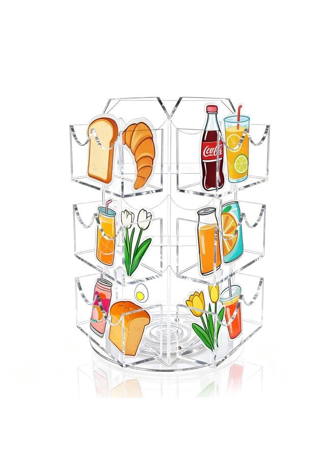 Girouetes Sticker Display Stand 3 Tier Rotating Acrylic Sticker Holder For 3-4'' Stickers, 360° Spinning Clear Business Card Holder Sticker Organizer Rack for Vendors Retail Showcase Tradeshow - Image 1