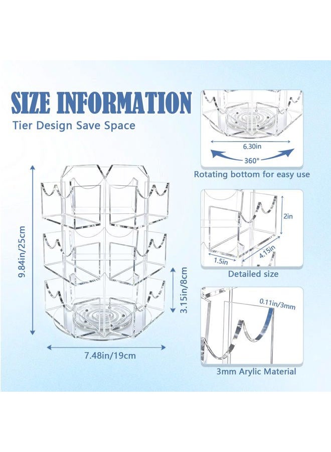 Girouetes Sticker Display Stand 3 Tier Rotating Acrylic Sticker Holder For 3-4'' Stickers, 360° Spinning Clear Business Card Holder Sticker Organizer Rack for Vendors Retail Showcase Tradeshow - Image 3