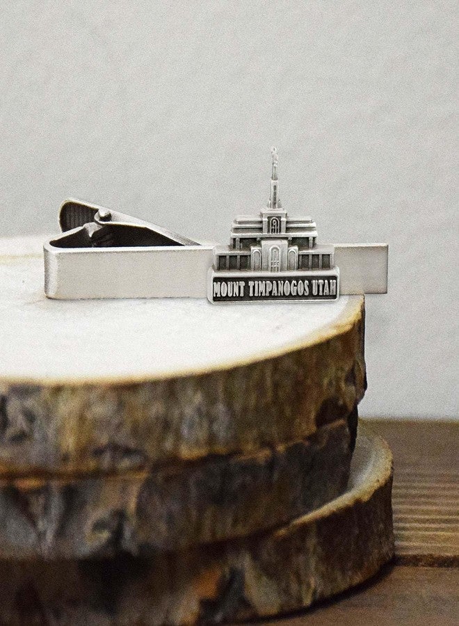 Ringmasters Silver Tie Clip by Ringmasters | LDS Temple Tie Clips for Men with Antique Silver Finish | Suit Accessories for Weddings, Church, & Formal Events | Versatile Tie Pin, (Mt Timpanogos Utah) - Image 2