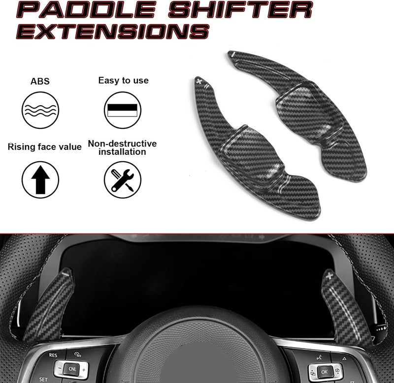 XOTIC TECH Carbon Fiber Pattern Paddle Shifter Extensions Cover Trim for Volkswagen - Image 4