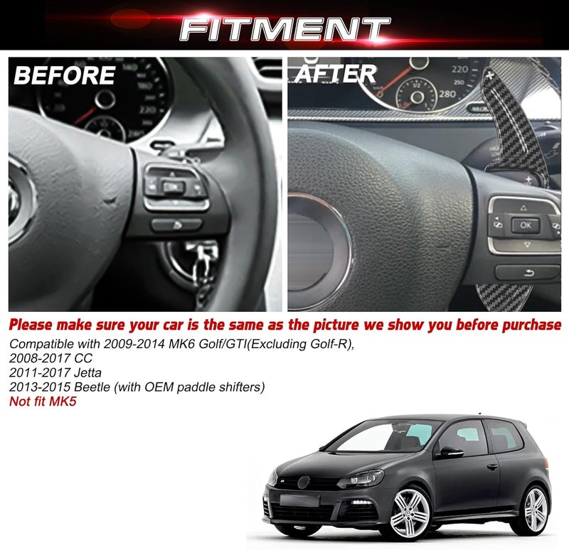 XOTIC TECH Carbon Fiber Pattern Paddle Shifter Extensions Cover Trim for Volkswagen - Image 5