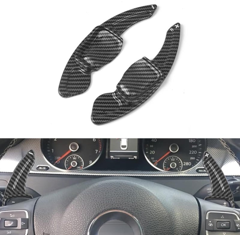 XOTIC TECH Carbon Fiber Pattern Paddle Shifter Extensions Cover Trim for Volkswagen - Image 1
