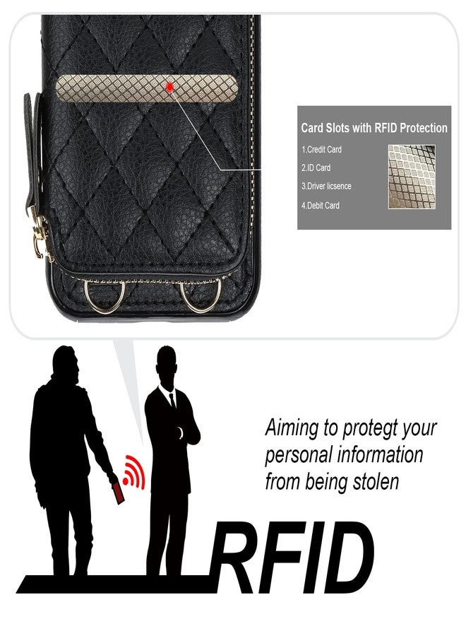 Bocasal Crossbody Wallet Case for iPhone X Xs, RFID Blocking PU Leather Zipper Handbag Purse Flip Cover, Kickstand Folio Case with Card Slots Holder Wrist Strap Lanyard 5.8 Inch (Black) - Image 3
