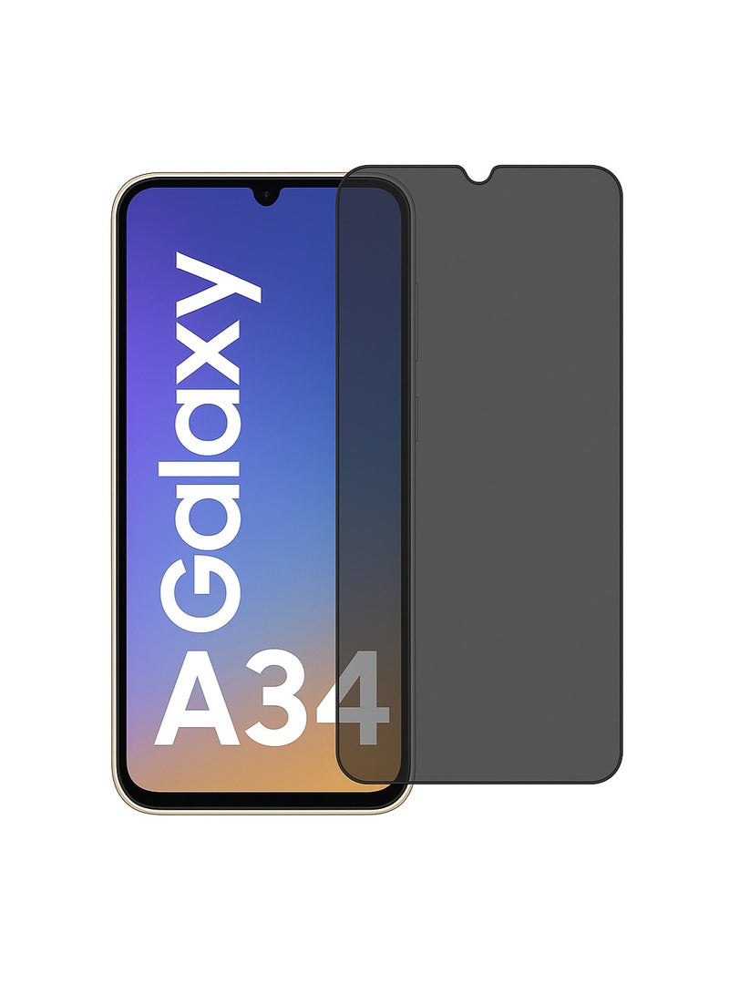 أوريجنال واقي شاشة الخصوصية لهاتف سامسونج جالاكسي A34 - زجاج مقسّى مضاد للكهرباء الساكنة مع خصوصية ESD، صلابة 9H، مضاد للتجسس، مقاوم للغبار، ملمس فائق النعومة - Image 1