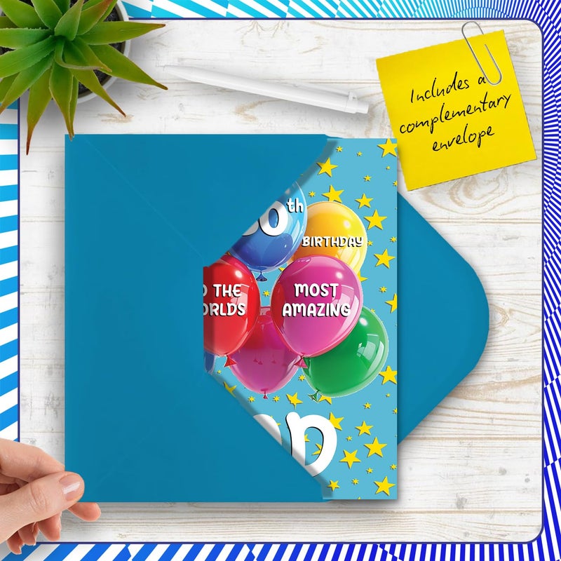 Stuff4 Dad 60th Birthday Card - Worlds Most Amazing - Happy Birthday Card for 60 Year Old Dad from Son Daughter  A5 Balloons and Stars Bday Greeting Cards - Image 5