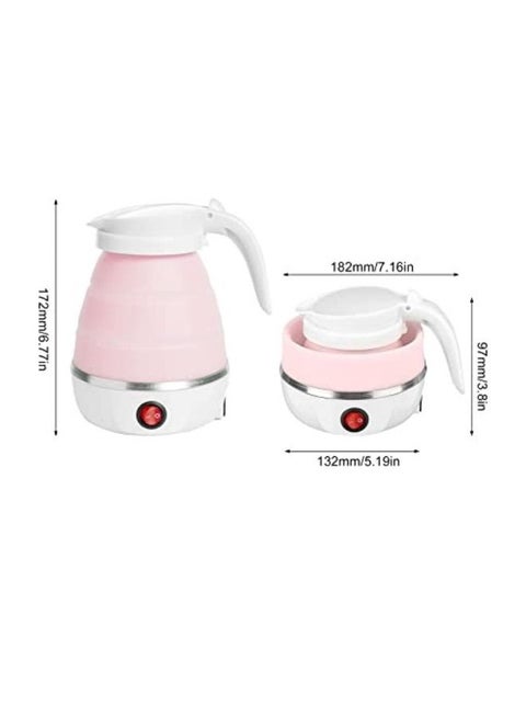 غلاية كهربائية قابلة للطي والسفر وهيا من السيليكون  وذلك للاستخدام الشخصي ( اللون وردي) قابلة للطي باللون الأزرق (أبيض ، 600 مل)