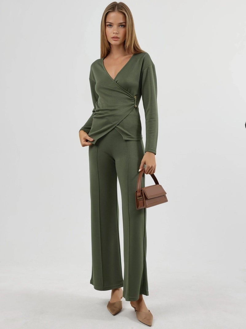 HICCUP Accessory Detail Blouse & Pants Two-Piece Set Bersan Collection - Image 1