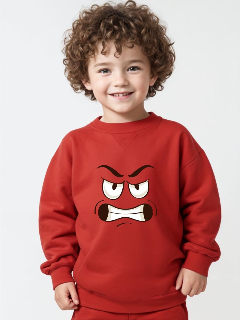 minicult Unisex-Child Cotton Blend Regular Crew Neck Full Sleeves Sweatshirt With Fun Prints(Emotions)(Pack Of 3)(11-12 Years), Multicolor - Image 3