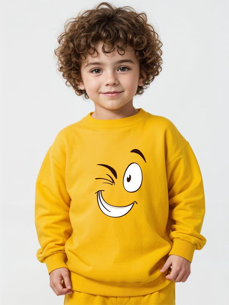minicult Unisex-Child Cotton Blend Regular Crew Neck Full Sleeves Sweatshirt With Fun Prints(Emotions)(Pack Of 3)(11-12 Years), Multicolor - Image 2