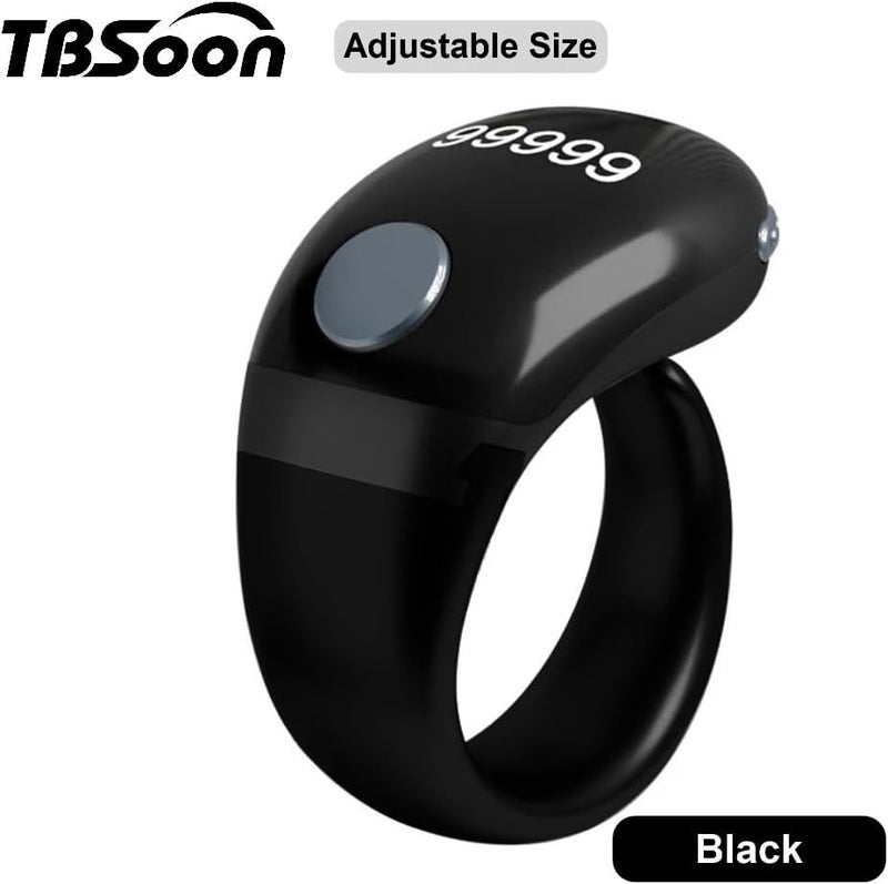 TBSoon Lightweight Smart Tasbih, Tasbeeh Counters, Prayer Smart Ring, Electronic Rosary, Forgiveness ring, Smart Watch, Eid al-Fitr Eid al-Adha Ramadan Gift for men women, iqibla zikr Black - Image 1